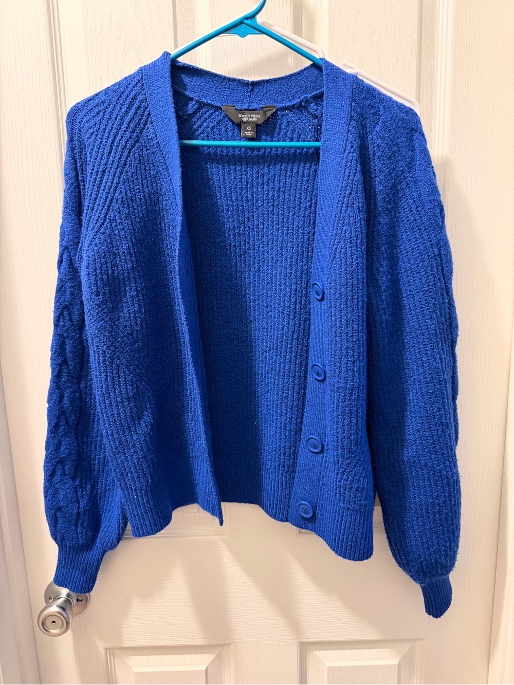 Simply Vera Vera Wang Royal Blue Button-Front Cardigan